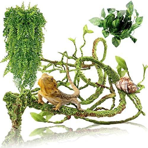 Hamiledyi Reptile Plants Bendable Jungle Climbing Vine Terrarium Branch Flexible Plastic Leaves Hanging Pet Habitat Decoration for Bearded Dragon Lizard Gecko Frog Snake Tank Accessories Decor post thumbnail image