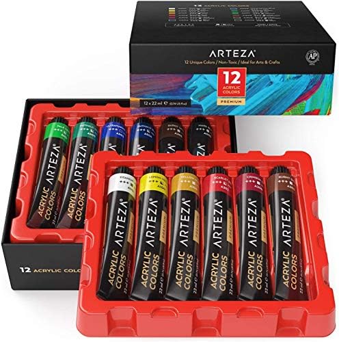 ARTEZA Acrylic Paint, Set of 12 Colors/Tubes (0.74 oz, 22 ml) with Storage Box, Rich Pigments, Non Fading, Non Toxic Paints for Artist & Hobby Painters, Art Supplies for Canvas Painting post thumbnail image