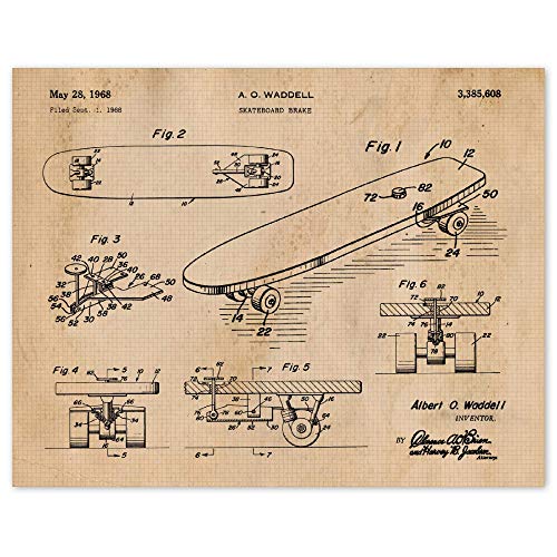 Vintage Skateboard Patent Prints, 1 (11×14) Unframed Photos, Wall Art Decor Gifts Under 15 for Home Office Garage Shop Man Cave College Student X-Games Half Pipe Mullen Hawk Gaming Fan post thumbnail image