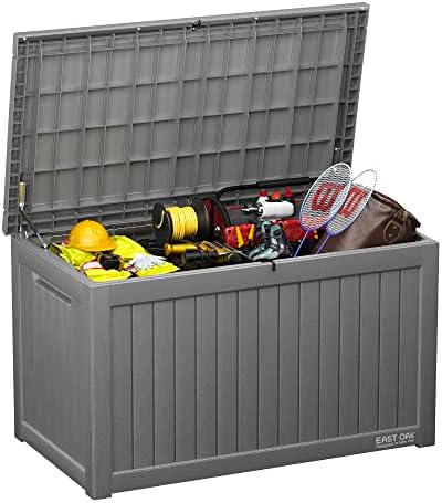 EAST OAK 230 Gallon Large Deck Box, Outdoor Storage Box With Padlock for Patio Furniture, Patio Cushions, Gardening Tools, Pool Supplies, Waterproof and UV Resistant, Grey post thumbnail image