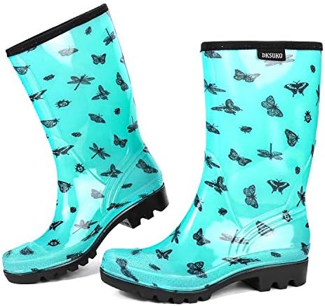 DKSUKO Waterproof Womens Rain Boots insulated,Lightweight Rubber fashion Wellies in Gardening,Warm and Comfortable Wide Calf Rain Boots with Glossy in Outdoor post thumbnail image