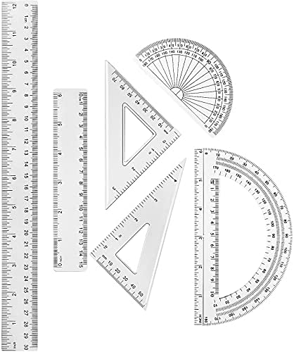 Plastic Clear Ruler Math Set Includes Protractor, Triangle Rulers,12 Inch 6 Inch Straight Ruler Geometry Math Ruler Transparent Ruler Measuring Tool for School Office Home Supplies (1 Sets) post thumbnail image