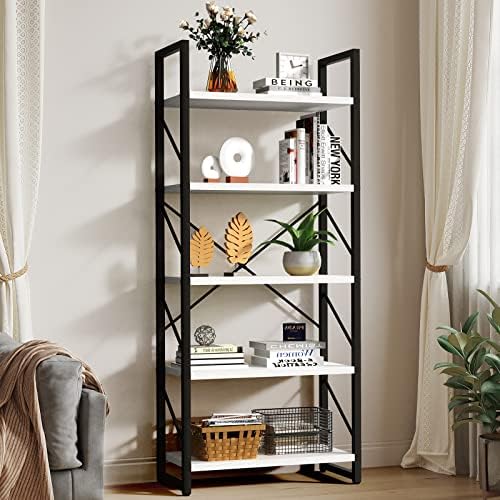 YITAHOME 5 Tiers Bookshelf, Classically Modern Bookshelf, Book Rack, Storage Rack Shelves in Living Room/Home/Office, Books Holder Organizer for Books/Movies – White post thumbnail image