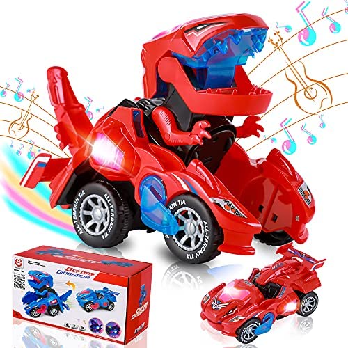 Hirger Transforming Dinosaur Car Toys, Transforming Dinosaur LED Car with Light and Music, 2 in 1 Automatic Dinosaur Transform Car Toy, Dinosaur Transformer Toy for Kids (Red) post thumbnail image