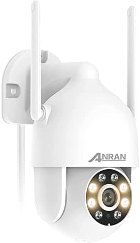 ANRAN Security Camera Outdoor with Spotlight and Siren, 2K 2.4g WiFi PTZ Wired Camera Outdoor with 360° View, Color Night Vision, IP66 Waterproof, Two-Way Audio, SD and Cloud Storage, P2 White post thumbnail image