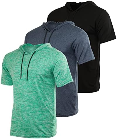 3 Pack: Mens Dry Fit Moisture Wicking Short Sleeve Active Athletic Hoodie Pullover Sweatshirt (Available in Big & Tall) post thumbnail image