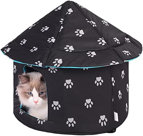 WEDSF Outdoor Feral cat House for Winter Cats Insulated Waterproof Warm Weatherproof cat Bed Small Dog Kennel,Black Round-L post thumbnail image