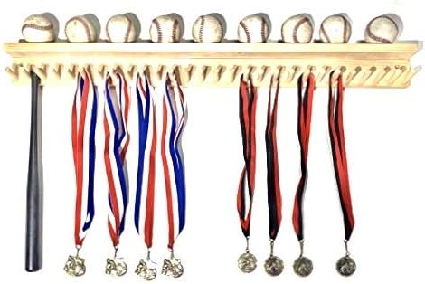 MWCSPORTS Baseball Bat Rack 9 Ball Holder Shelf Wood 27 Mini Collectable Bats post thumbnail image