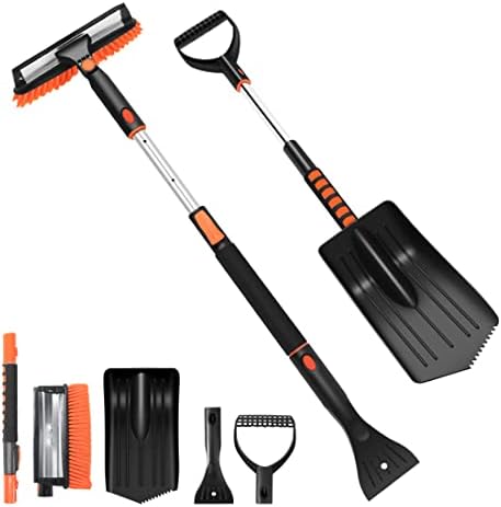 6 in 1 Snow Brush, Extendable Snow Shovel for Car, 46” Ice Scraper & Squeegee with Foam Grip for Driveway, Detachable Snow Removal Broom for Auto SUV Truck Window post thumbnail image