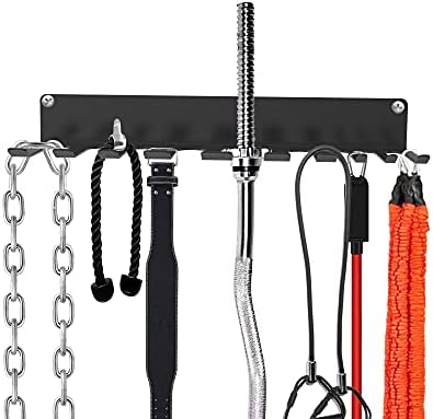 OUUO Home Gym Storage Accessories Rack for Resistance Bands,Fitness Straps, Jump Ropes,Chains, Curl Bars and Lifting Belts with 10 Prong Hooks post thumbnail image