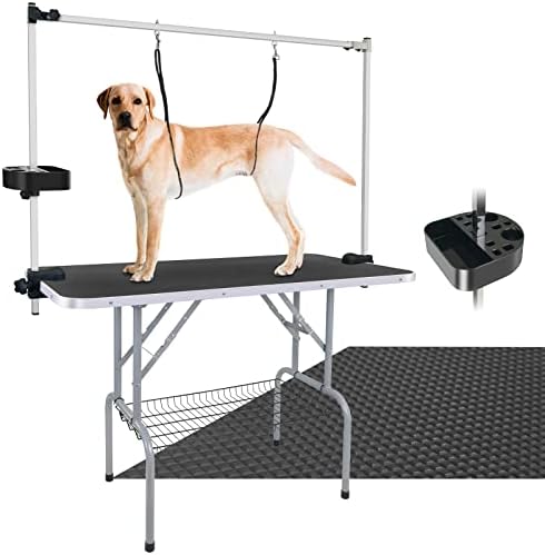 LEIBOU 45” Professional Foldable Heavy Duty Dog Pet Grooming Table with Tool Holder H-Shape Arm & Noose & Mesh Tray, Maximum Capacity Up to 260lbs, Black post thumbnail image