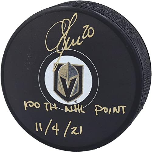 Chandler Stephenson Vegas Golden Knights Autographed Hockey Puck with “100TH NHL POINT 11/4/21” Inscription – Autographed NHL Pucks post thumbnail image