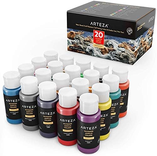 ARTEZA Outdoor Acrylic Paint Set, 20 Colours, 59 ml Bottles, with Storage Box, Rich Pigments, Multi-Surface Paints for Rock, Wood, Fabric, Leather, Paper, Halloween Crafts, Canvas and Wall Painting post thumbnail image