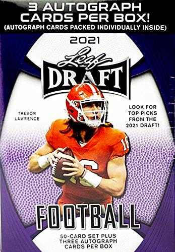 2021 Leaf Draft Football box (50-card set & THREE Autograph cards/bx) post thumbnail image