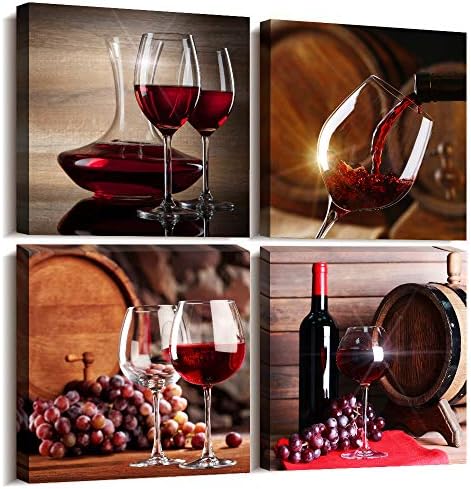 Canvas Wall Art For Kitchen Dining Room Wall Decor Wine Glass Wall Pictures Still Life Wine Fruit Goblet Canvas Prints Artwork Bar Wall Paintings Restaurant Wall Decorations Home Decor 4 Piece Set post thumbnail image