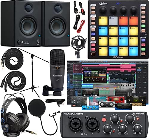 LyxPro PreSonus AudioBox 96 Audio Interface Full Studio Bundle with Studio One Artist Software Pack, Atom MIDI/Production Pad Controller, Eris 4.5 BT Pair 2-Way Bluetooth Monitors post thumbnail image