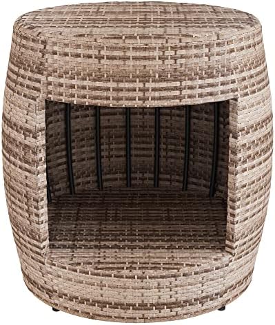 Sundale Outdoor 2 -Tier Small Drum Side Table Patio Rattan Little End Table 20 Inch Barrel Wicker Accent Bistro Desks Steel Frame Lightweight Grey post thumbnail image