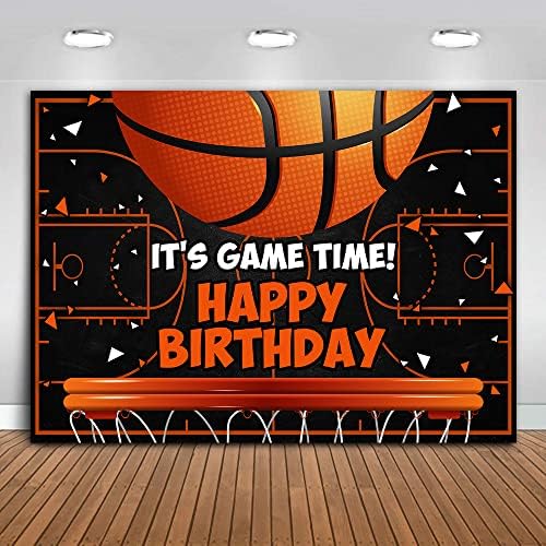 MTMETY 7x5ft Happy Birthday Backdrop Basketball Court Sports Equipment Background It’s Game Time Boy Adult Men Birthday Party Supplies Decoration Photo Booth Studio Props Cake Table Banner BJLSME309 post thumbnail image