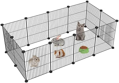 FUNLAX Dog Playpen Indoor, DIY Small Animal Cage, Guinea Pig Cages, Portable Metal Wire Yard Fence for Hamster, Rabbit, Chicken, Hedgehog, Puppies, Kitties, Bunny, Turtle, Cat 48.4″ x 24.8″ x 16.1″ post thumbnail image