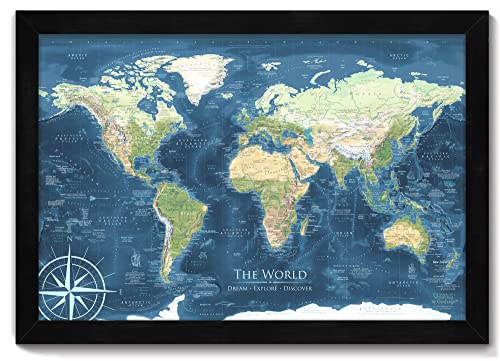 World Map Push Pin – Voyager 1 World Map – Mounted on Pin Board and Framed – Created by a Professional Geographer post thumbnail image