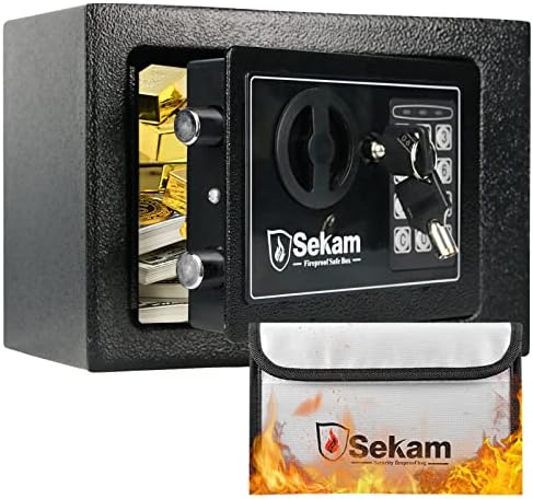 SEKAM Steel Small Money Safe Box for Home Office with Fireproof Money Bag for Cash, Personal Safe with Pass Code and Key Lock, Mini Safe Lock Box for Cash Jewelry Storage, Digital Security Safe Black post thumbnail image