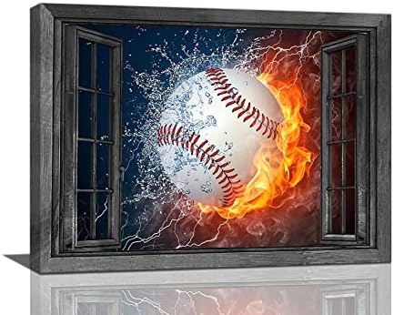 Baseball Wall Art Sport Positive Wall Decor Window Baseball Pictures Canvas Prints Artwork Baseball Decor For Teen Boys Room Playroom Bedroom Gym Framed 16″x12″ post thumbnail image