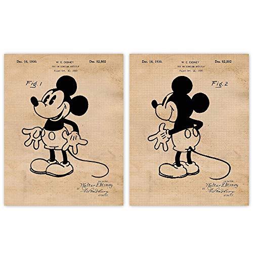 Vintage Mickey Patent Prints, 2 (11×14) Unframed Photos, Wall Art Decor Gifts Under 15 for Home Office Man Cave Nursery College Student Teacher Cartoons Magic Mouse Walt Disney Movies Fan post thumbnail image