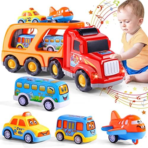 Bennol Carrier Toddler Trucks Vehicles Toys – 5 in 1 Car Toys for 1 2 3 4 5 Year Old Boys Toddlers, Cute Cartoon Kids Toy Cars Friction Power Set, Push and Go Play Cars and Trucks (RED) post thumbnail image