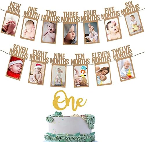 1st Birthday Baby Photo Banner for Newborn 12 Month Photo Prop Monthly Milestone Bunting Garland (wood) post thumbnail image