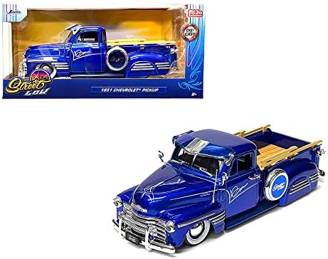 1951 Chevy 3100 Pickup Truck Lowrider Candy Blue with Graphics Street Low Series 1/24 Diecast Model Car by Jada 34290 post thumbnail image