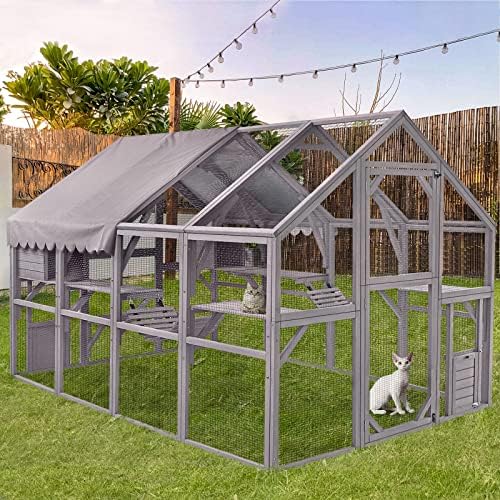 Large Cat Run Wooedn Cat Houses Outdoor Enclosure, Catio Cat Cage Kitten Condo-Backyard Run Cage for Pets, Weather Proof Cover- 110″ L post thumbnail image