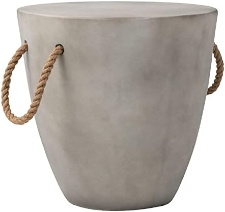 COSIEST Outdoor Cup Shaped Side Table, Concrete Side Table w Hemp Rope Handles,17”Patio Side Tables End Table, Outdoor Accent Side Table for Garden and Patio, Grey post thumbnail image