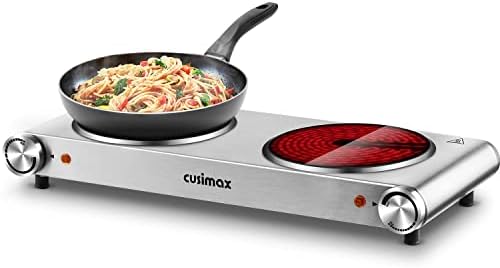 Double Burner, CUSIMAX 1800W Electric Burner, Portable Electric Hot Plates for cooking Electric Infrared Burner, Dual Countertop Electric Cooktop, Stainless Steel Easy to Clean, Silver post thumbnail image