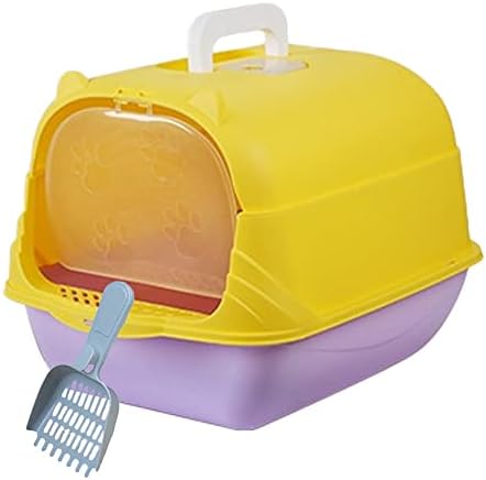 Shiningirl Cat Litter Box Fully Enclosed Cat Toilet with Door Large Cat Litter Pan Cat Potty with Cat Litter Scoop Anti-Splash Kitten House Litter Boxes Pet Supplies (Yellow Purple) post thumbnail image