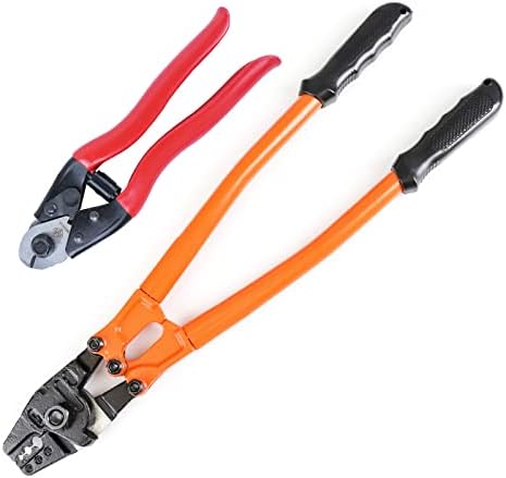 Muzata Hand Swager Crimper 14” Wire Rope crimping Tool for Aluminum Copper Sleeve Ferrule 1/16” 5/64” 3/32” 7/64” 1/8” Cable Railing End Fitting Terminals with Cable Cutter, CT03, CT1 post thumbnail image