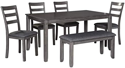 Signature Design by Ashley Bridson Modern 6 Piece Dining Set, Includes Dining Table, 4 Chairs & Bench, Gray post thumbnail image