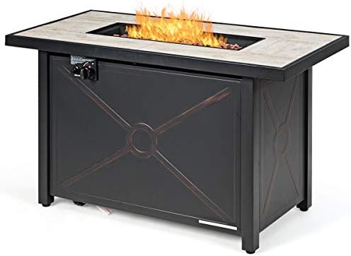 Giantex Gas Fire Pit Table w/Ceramic Tabletop, 42 Inch 60,000 BTU Rectangular Propane Fire Pit Table, Outdoor Electronic Ignition Propane Heater w/Table Cover, Waterproof Cover, Lava Rock post thumbnail image