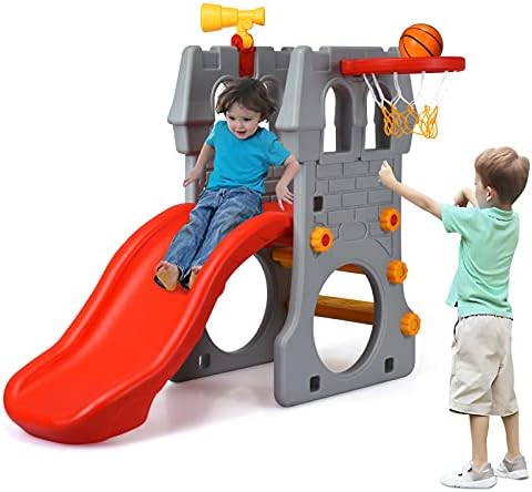 Costzon 5 in 1 Slide for Kids, Toddler Climber Slide Playground Set with Basketball Hoop, Telescope, Crawl Through Space, Easy Climb Stairs, Kids Slide Playset Gift for Both Indoors Outdoor Use post thumbnail image