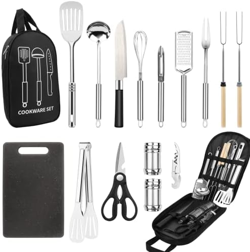 Camping Cooking Utensils Set, Stainless Steel Grill Tools, Camping BBQ Cookware Gear and Equipment for Travel Tenting RV Van Picnic Portable Kitchen Essentials Accessories post thumbnail image