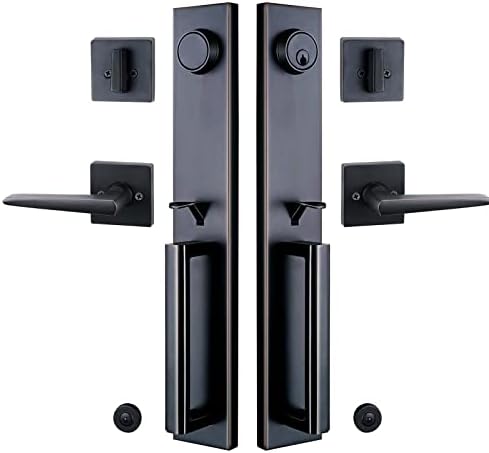 TMC Double Door Handlset for Front Entry Door in Aged Bronze (Keyed Entry Handle and Dummy Hanlset Set),MDHST201610B-DOUBLE post thumbnail image