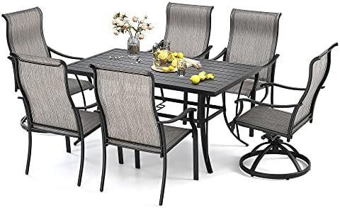 HAPPATIO Patio Dining Set,7 Piece Outdoor Dining Set,Patio Furniture Sets,2 Swivel Dining Chairs,4 Reg.Dining Chairs,Textilene Furniture Set for Patio,Yard,Pool (Gray) post thumbnail image