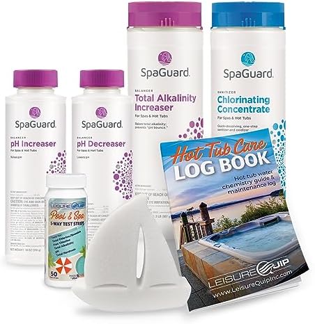 SpaGuard Hot Tub Chlorine Sanitizer & pH Balancer Chemical Startup Bundle with Test Strips, LeisureQuip ScumBoat, & LeisureQuip Spa Care Log Book post thumbnail image