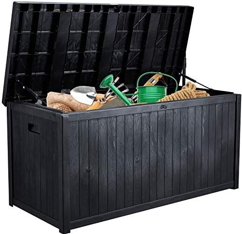 AVAWING Large Deck Box, Outdoor Storage Container with 120 Gallon, Patio Garden Furniture for Garden Tools, Pillows, Pool Toys, Black post thumbnail image