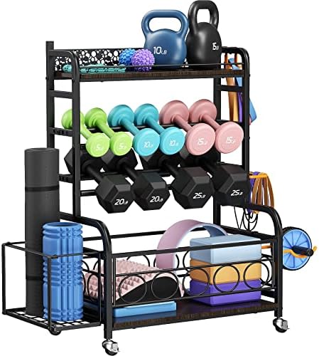 Weight Rack for Dumbbells, Dumbbell Rack Weight Stand, VOPEAK Home Gym Storage Rack for Yoga Mat Kettlebells and Strength Training Equipment, Weight Storage Holder Rack for Dumbbells with Wheels post thumbnail image