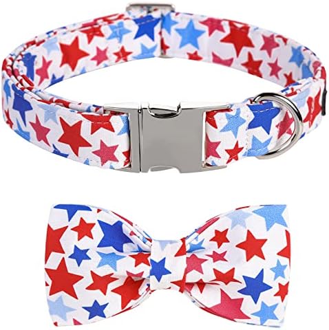 ARING PET American Flag Dog Collar, Cute Bowtie Dog Collars with Metal Buckle, Red White Blue Star Pet Collar Bow Tie for Small Meduim Large Dogs post thumbnail image