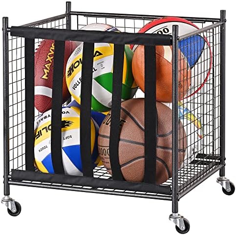 Mythinglogic Rolling Sports Ball Storage Cart, Sports Lockable Ball Storage Locker with Elastic Straps, Stackable Ball Cage for Garage Storage Garage Organizer post thumbnail image