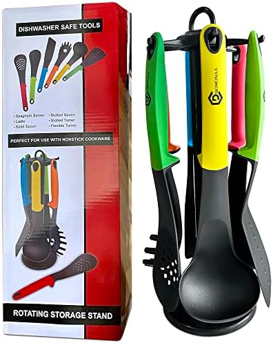 Dromonaa 6 Piece Kitchen Utensils Set with Rotating Storage Stand, Dishwasher Safe Non-Stick Nylon Kitchen Utensil Set & Kitchen Utensil Holder for Cooking – Multicolored (KTS1) post thumbnail image