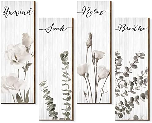 Boho Botanical Bathroom Wall Decor Relax Soak Unwind Breathe Bathroom Wall Wooden Sign Minimalist Floral Bathroom Wall Arts for Home Bathroom Washroom Laundry Room Wall Decorations (11 x 3.5 Inch) post thumbnail image