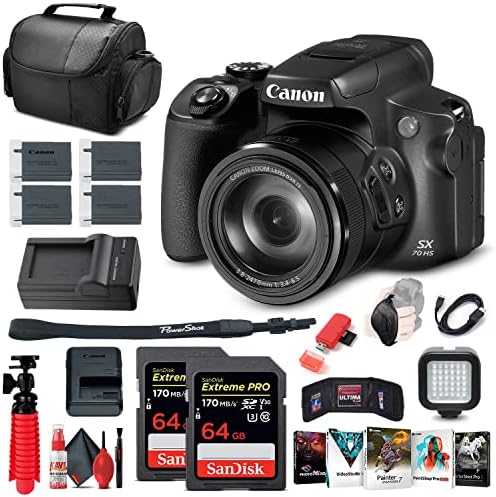 Canon PowerShot SX70 HS Digital Camera (3071C001) + 2 x 64GB Card + Corel Photo Software + 3 x LPE12 Battery + Charger + Card Reader + LED Light + HDMI Cable + Deluxe Soft Bag + More (Renewed) post thumbnail image