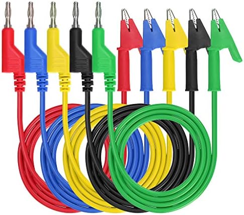 Sumnacon Multimeter Banana Plug to Crocodile Alligator Clip Test Probe, 5PCS 4mm Stackable Colorful Silicone Banana Plug to Alligator Clip Test Probe Lead Wire Cable 1M post thumbnail image